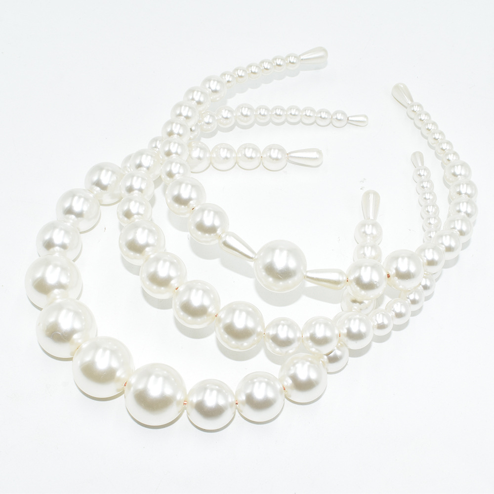Picture of European and American Hot Selling Ladutong Large Pearl Headband Wedding Headwear Photo Studio Jewelry Handmade Beaded Pearl Headband