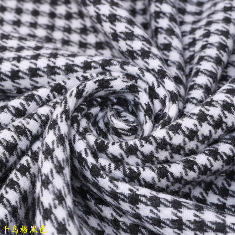 in stock Wholesale Classic Black and White Houndstooth Tweed Chanel Fabric Coat Clothing Spring and Autumn Plaid Fabric