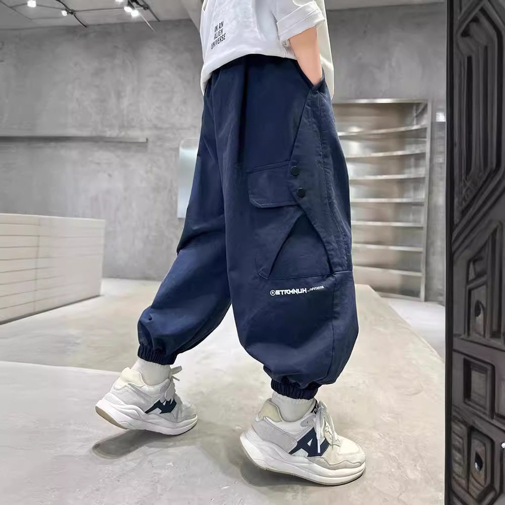 Boys' Spring Pants 2024 New Spring Children's Trousers Large Children's Loose Casual Pants Spring and Autumn Western Style Trendy