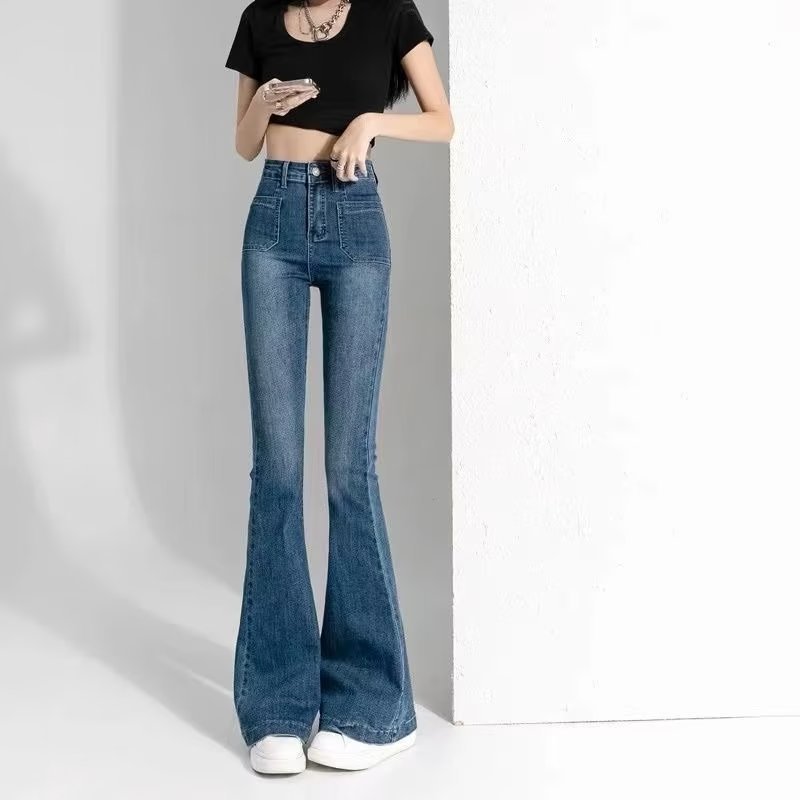 Vintage High Waist Jeans Women's Autumn Small New Slim All-match Micro-horn Pants Trendy Torre Trousers for Women