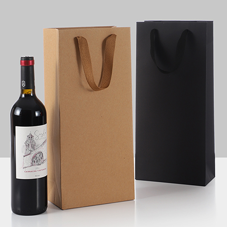 Red Wine Kraft Paper Red Wine Bag Double Pack Handbag Gift Hand Wine Packaging Paper Bag