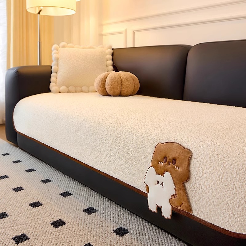 Light Luxury and High-End One-Piece Chenille-Like Four-Season Anti-Slip and Anti-Cat Scratch Leather Straight-Row Special Sofa Cushion