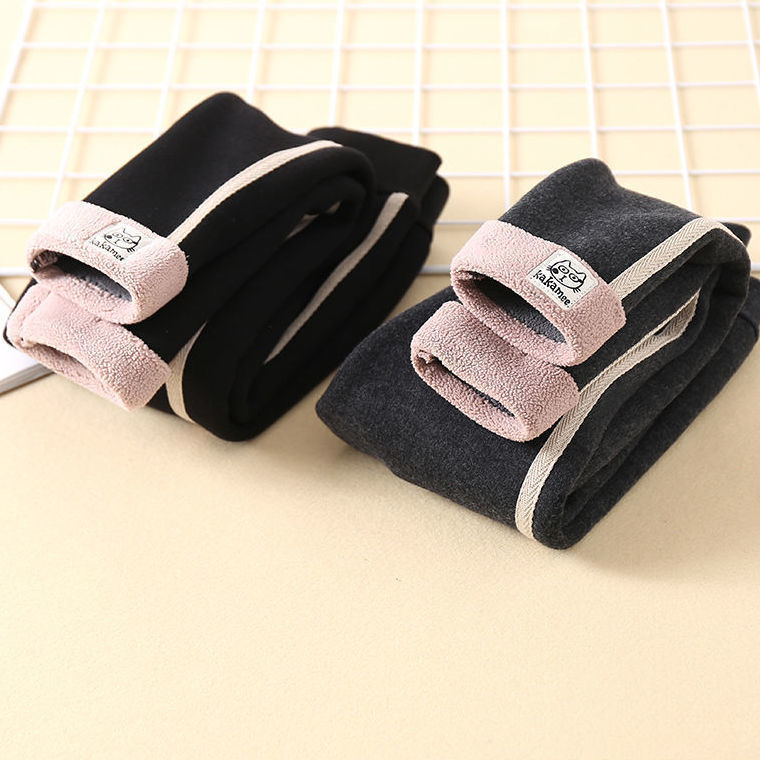 Picture of Girls' Winter New fleece-lined Thickened Leggings Baby Girls' One-piece Velvet Warm Outer Wear Pants Children Trendy Trousers