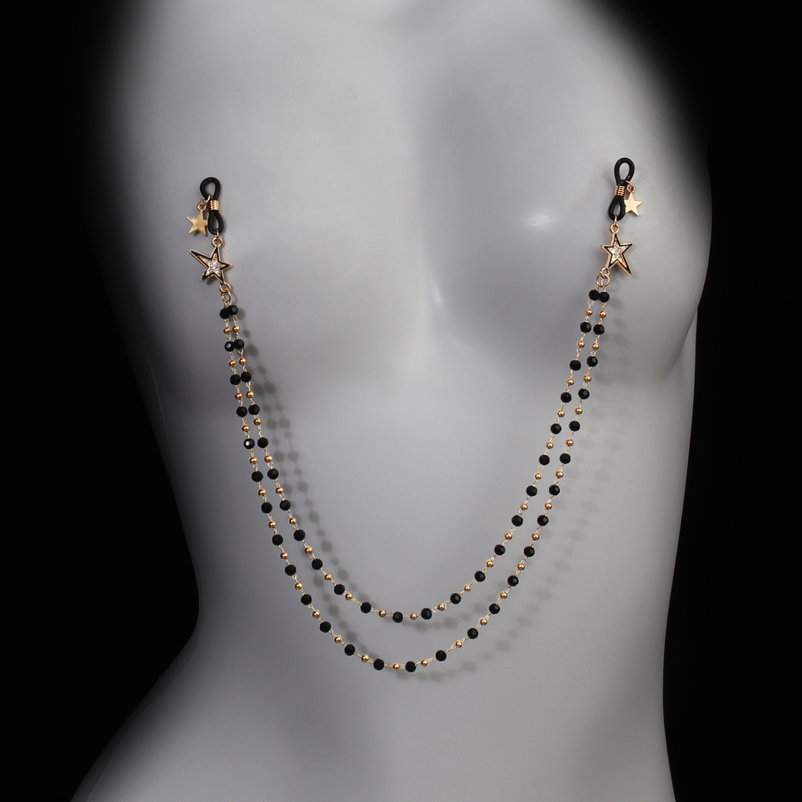 Picture of New sexy multi-layer tassel chest chain women's nightclub sexy niche five-pointed star chain body chain nipple chain accessories