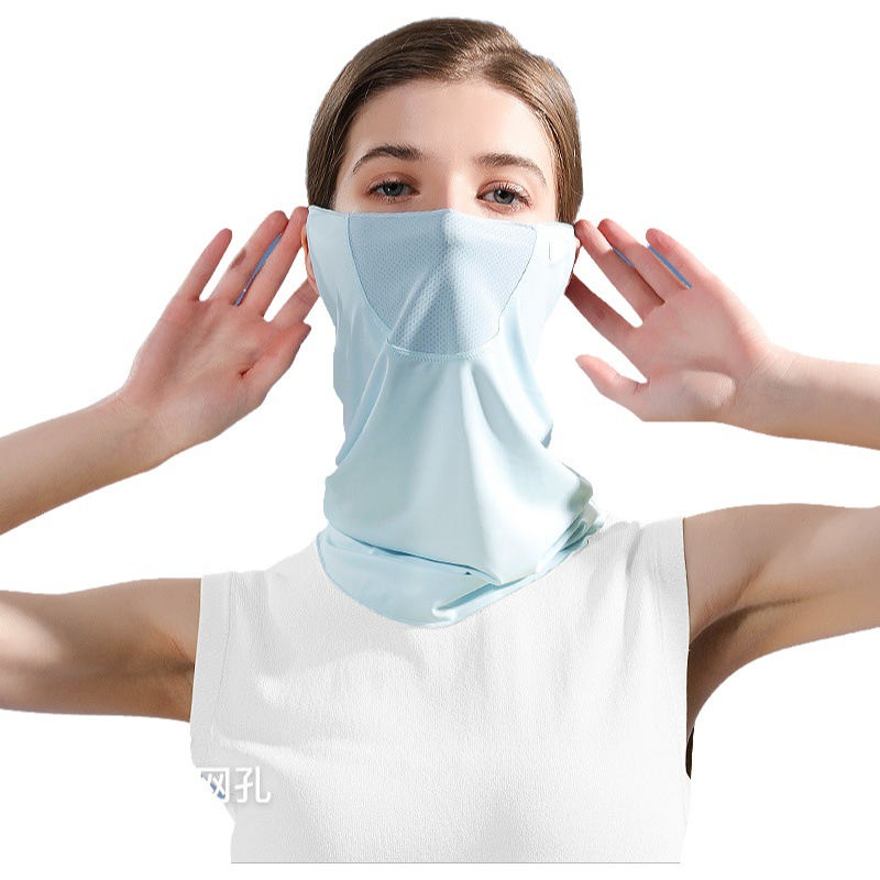 Ice Silk Sunscreen Mask Women's Summer Anti-ultraviolet Quick-drying Neck Sleeve Cold Face Neck Hanging Ear Headband XTJ42