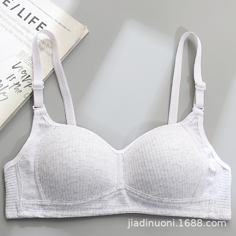 Picture of Side Collected Anti-sagging Underwear Women's Non-rimless Bra for College Students High School Girls Small Chest Gathering Pure Cotton Thin Bra