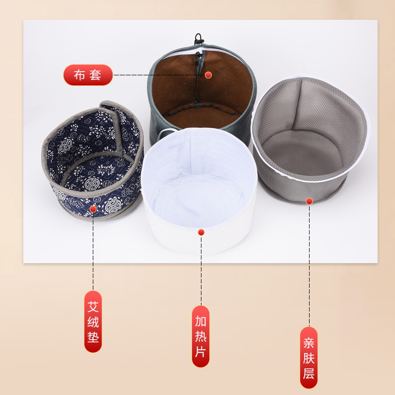 Picture of Electric heating moxibustion cap fumigation head wormwood hat herbal hot compress moon cap wormwood moxibustion head cap