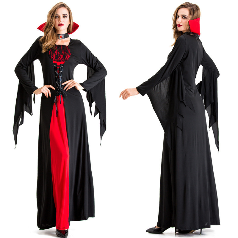 2024 New Halloween Demon Vampire Ghost Bride Grim Reaper Wizard Costume Vintage Court Stage Costume