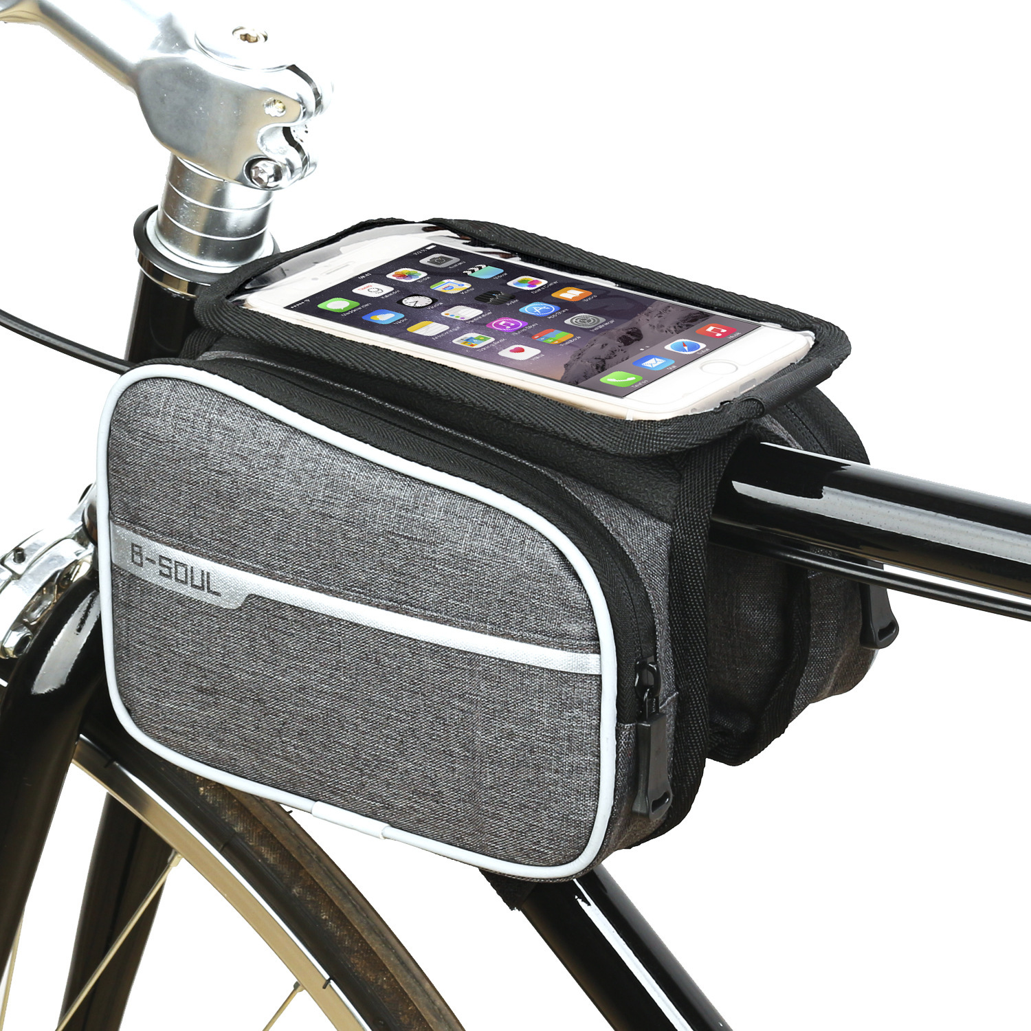 B- SOUL bicycle bag front beam bag mountain bike bag touch screen mobile phone bag upper tube bag riding equipment accessories