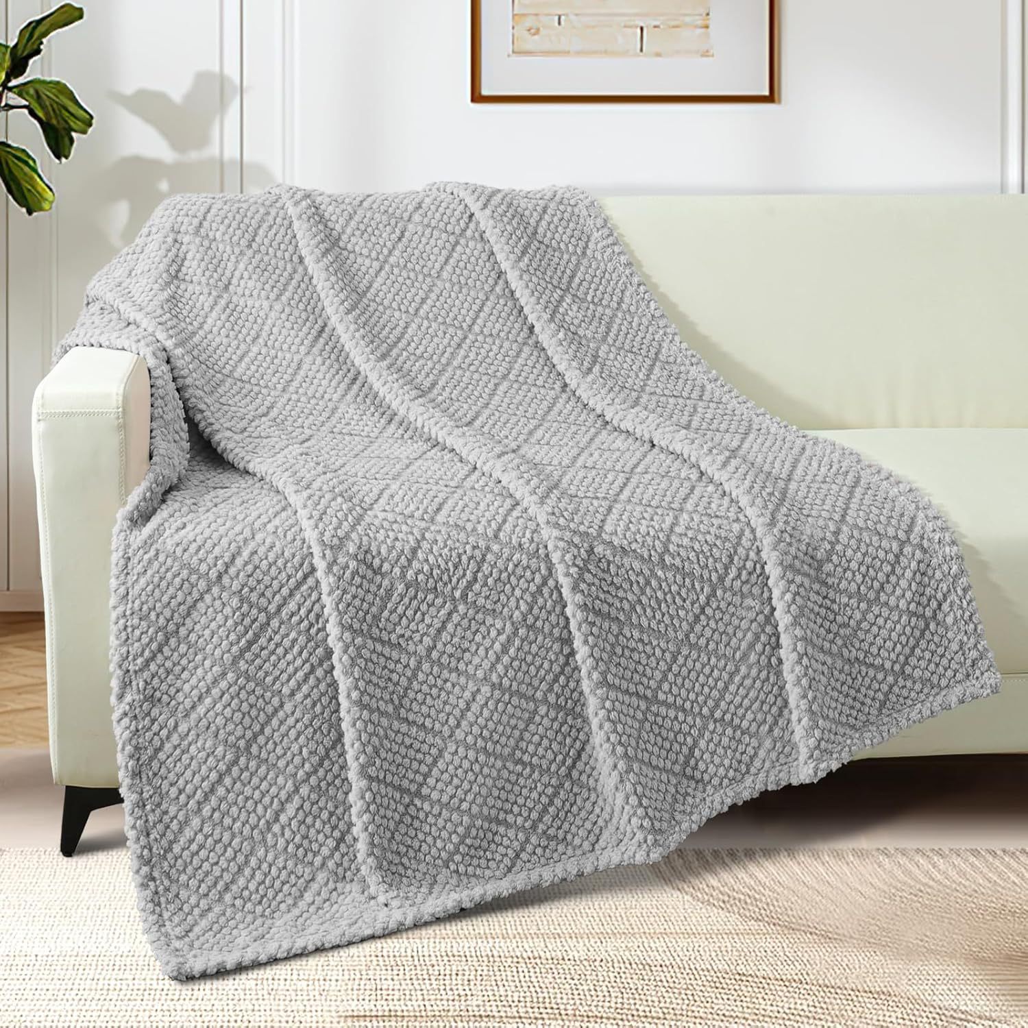 Picture of Cross-Border Mesh Corn Grain Flannel Blanket, Thickened and Fleece-Lined, Suitable for Office Nap, Skin-Friendly, Ultra-Soft Blanket