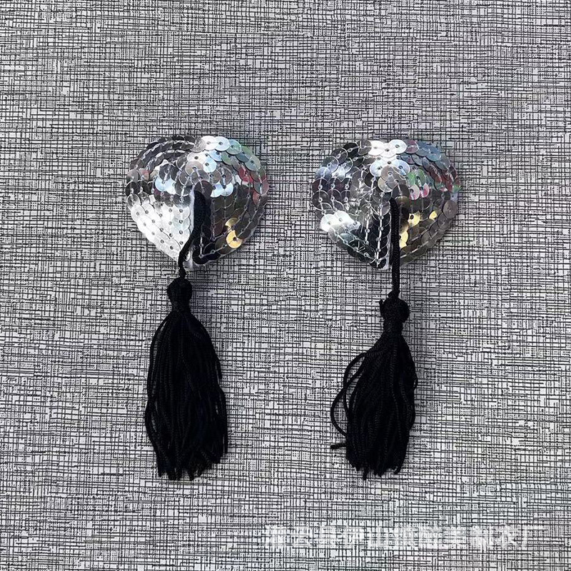 Picture of Sexy tassel heart-shaped sequin breast paste sexy underwear accessories sexy anti-exposure seamless sexy lingerie blood drop