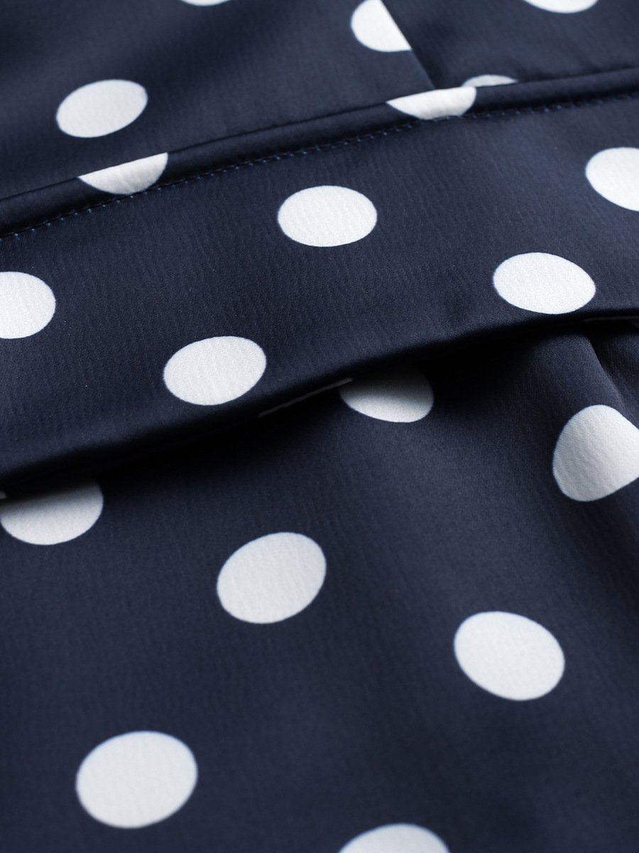 Picture of Zhili 2025 New Summer Suit for Women, Fashionable and Gentle Style, Polka Dot Round Neck, Short Suit, Hip-Covering Skirt, Two-Piece Set