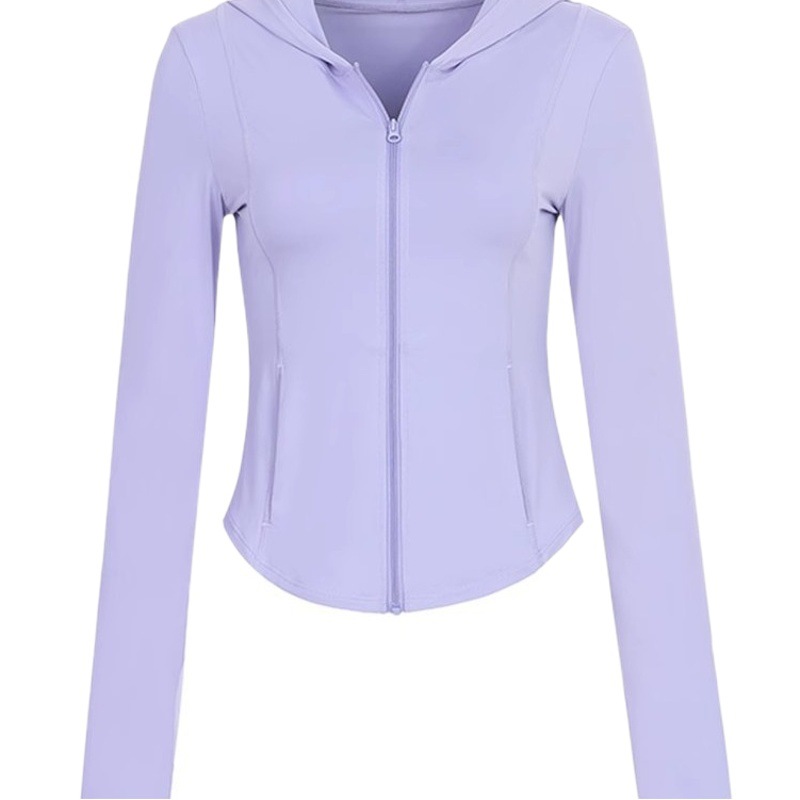 Naked Slim-fit Yoga Clothes Women's Casual Jacket Long-sleeved Zipper Hooded Running Skin-friendly Sports Fitness Top New
