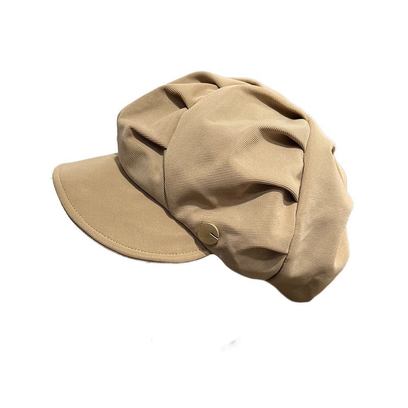 Picture of Showing Face Small Pleated Duck Tongue Beret Spring and Autumn All-match Casual Octagonal Hat Metal Label Soft Hat Street Hat Children's Trendy