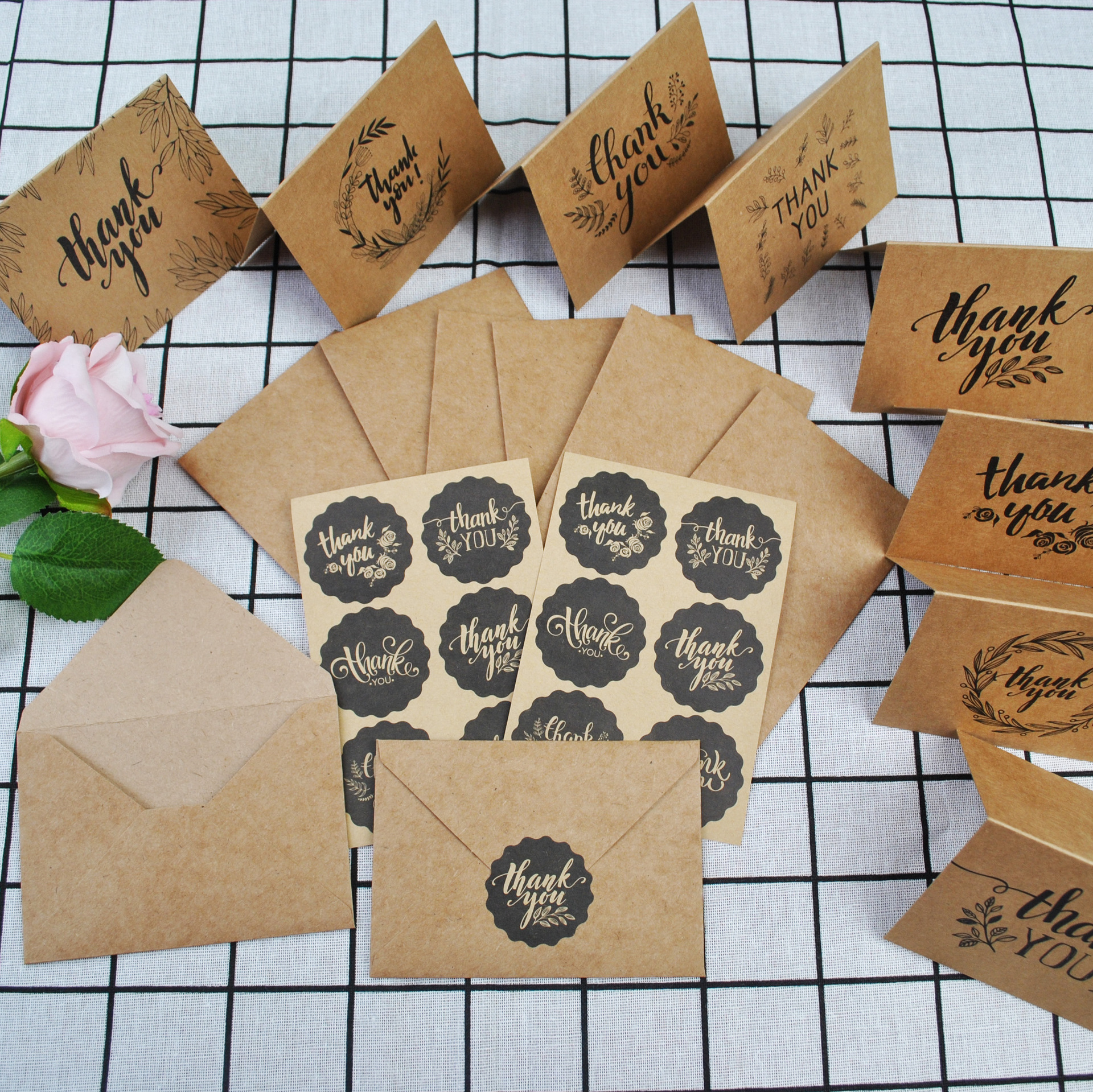 Picture of Cross-Border Amazon Thank You Cards Baked Flowers Simple European Style 8 Sets of Thank You Cards