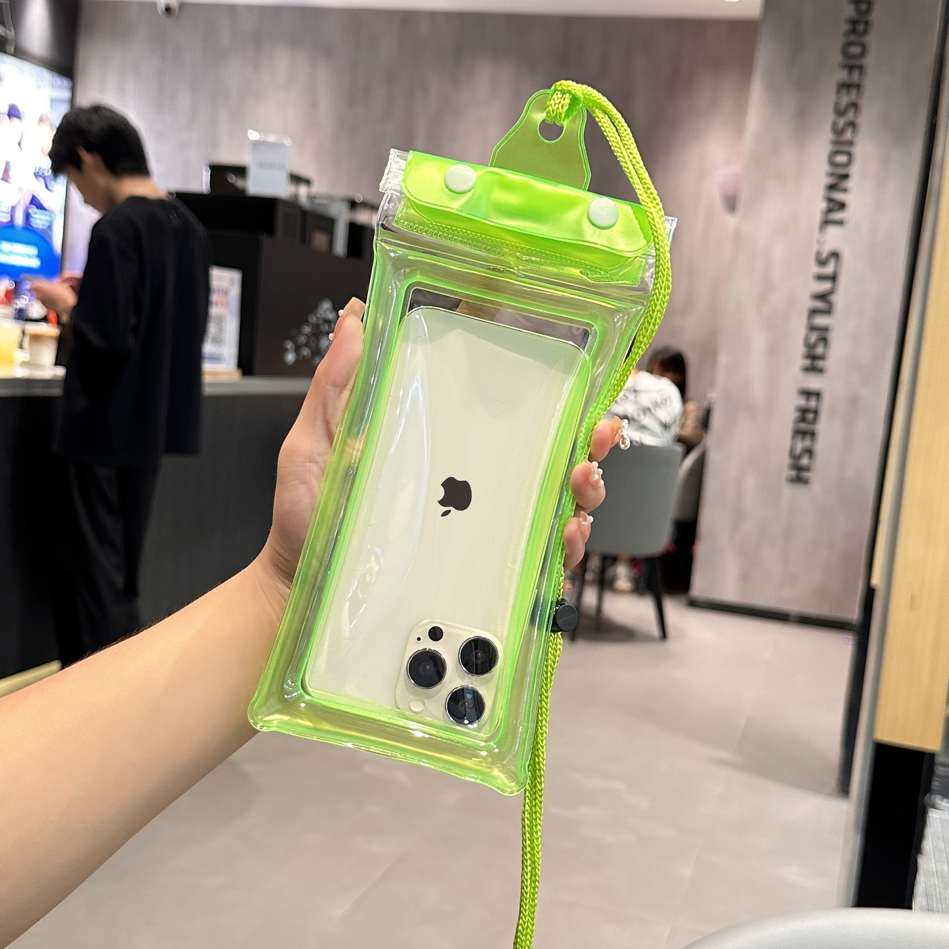 Picture of Cross-border Three Sealed Mobile Phone Waterproof Bag with Touch Screen, Swimming Air Bag, Rafting Halter, Waterproof Mobile Phone Case, Transparent
