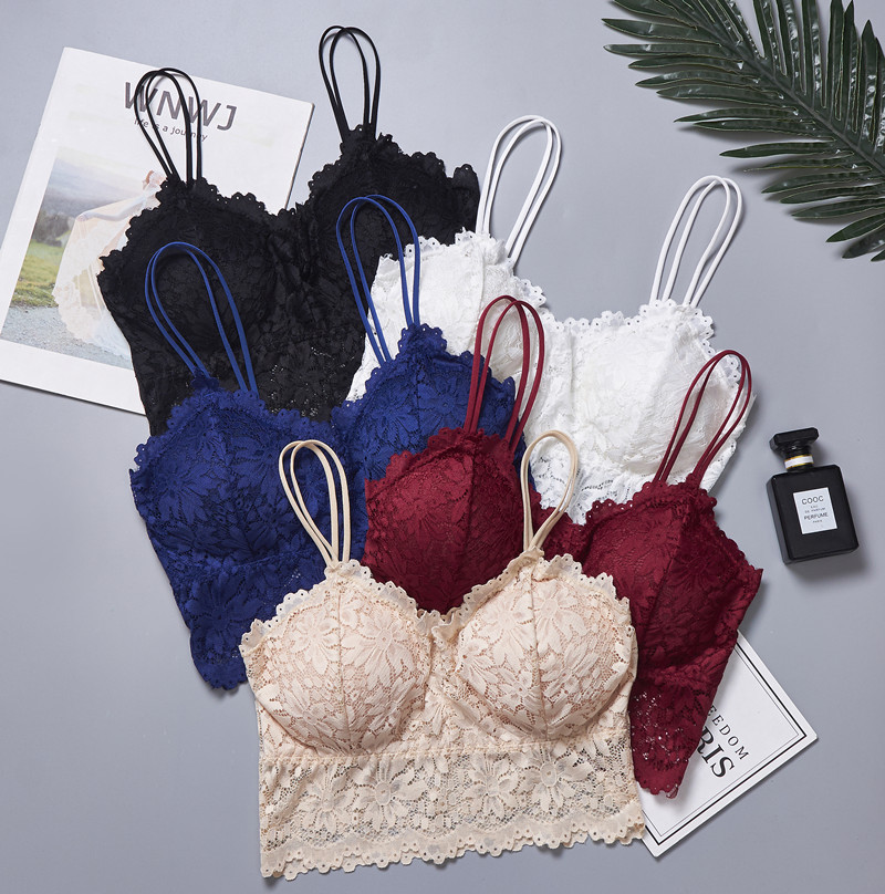 Picture of Cross-Border Large Size Lace Suspender Tube Top for Women with Breast Pads and Spaghetti Straps, Beautiful Back Intimates, Chest-Wrapped Top That Can Be Worn Outside