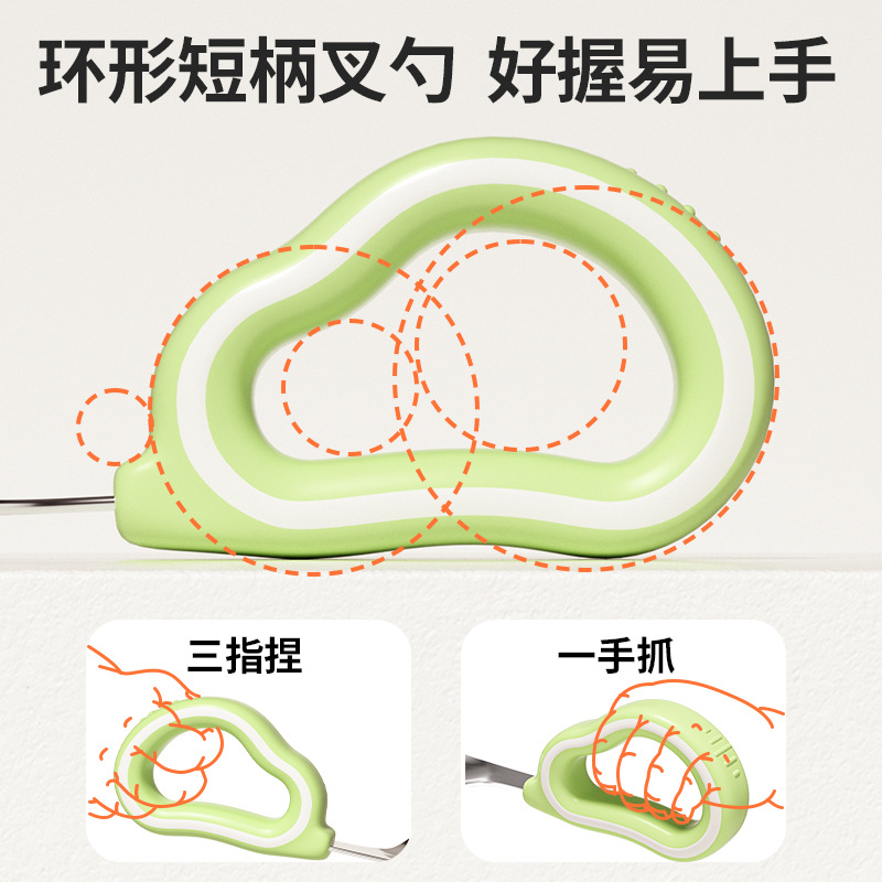 Picture of Baby self-eating spoon learning to eat training Spoon one-year-old special fork baby rice spoon children eating ingot spoon