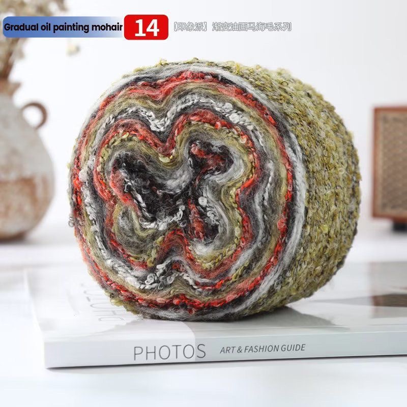 Oil painting wool mohair loop thread long section dyed irregular hat clothes bag scarf crocheted material bag