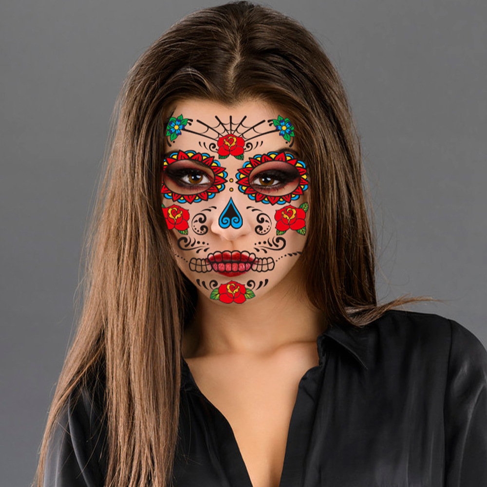 Picture of 2023 Cross-border New Halloween Funny Face Tattoo Sticker Masquerade Dead Dead Face Tattoo Sticker