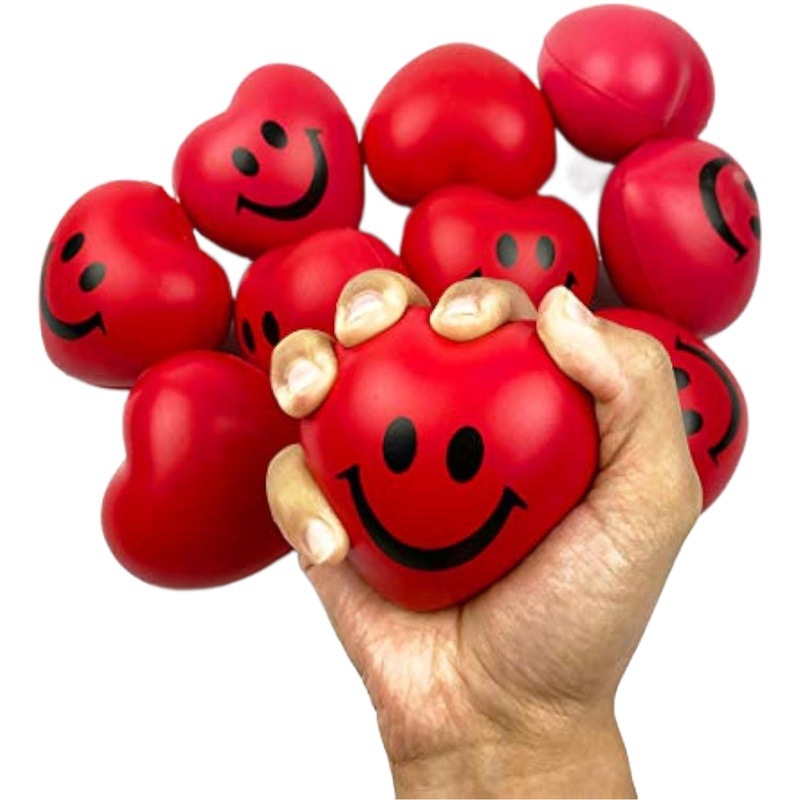 7cm foam sponge pu love pressure ball decompression toy red grip ball red heart valentine's day printing