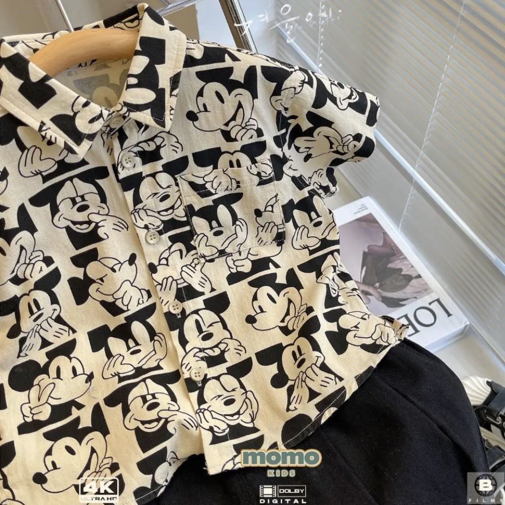 Picture of Children's Short-sleeved Shirt 2025 Summer New Children's Korean-style Cartoon Printed Top Thin Shirt for Boys and Babies