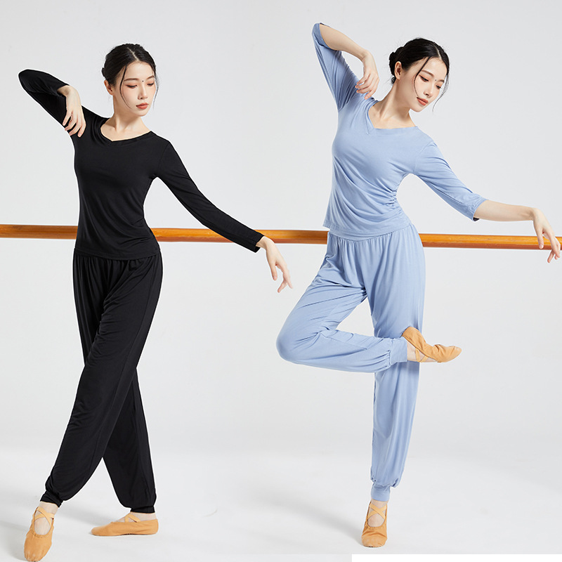 Yoga Clothing Women's New suit Women's Autumn and Winter Professional Body Training Clothing V-neck Modal Dance Women's Suit plus size