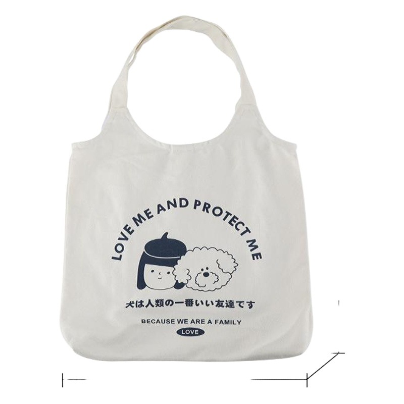 Clearance Trendy Canvas Bag Women's Shoulder Bag Cloth Bag Japanese and Korean Style Cartoon Large Capacity Travel Bag Tote Bag Shopping Bag