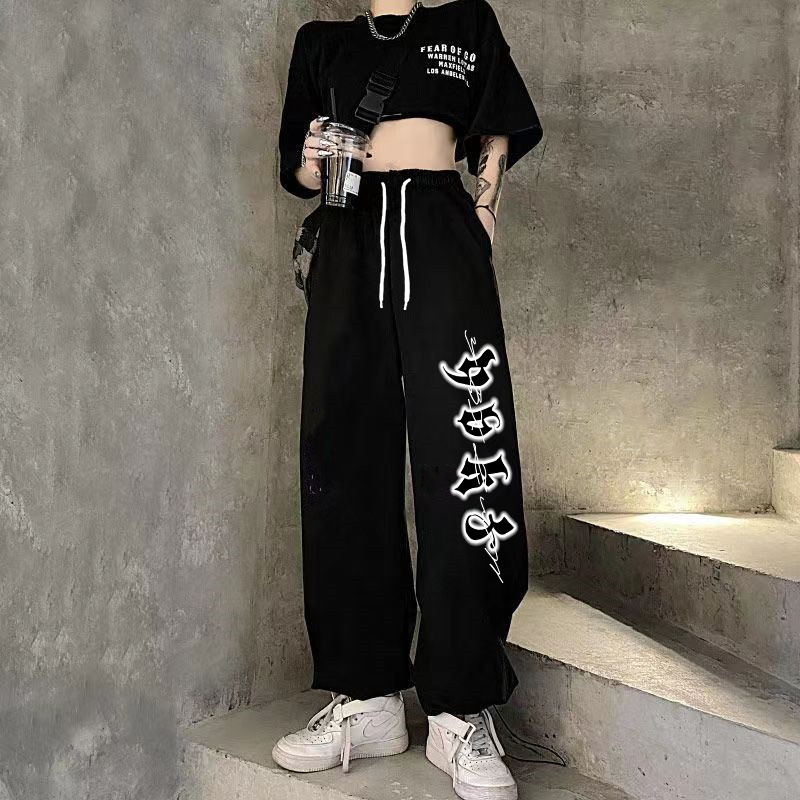 Picture of Hip-Hop Drawstring Hip-Hop American Street Style Hiphop Casual Pants Sports Loose Dipping Letter Printed Wide-Leg Pants