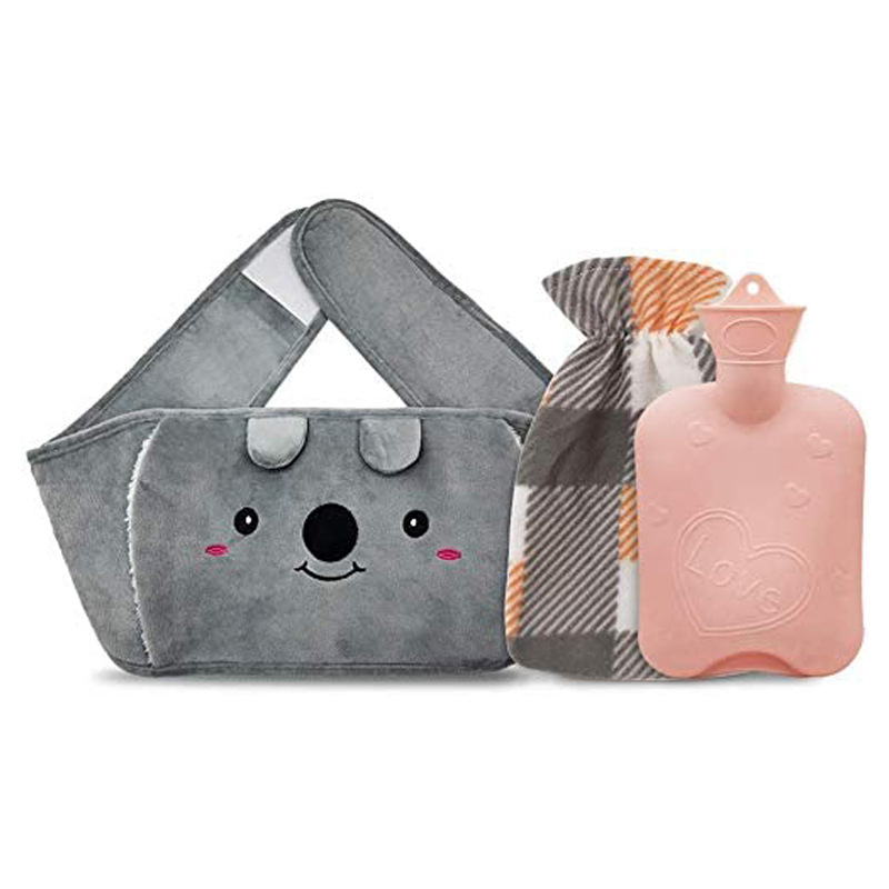 Picture of Three-piece hot water bag with cloth cover water injection waist warming belly warming Kaola belt PVC hot water bag warm belt