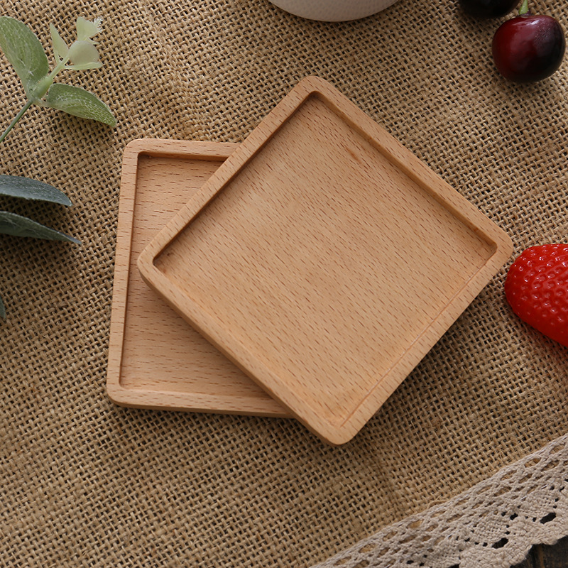 Picture of Creative Wooden Coaster Logo Engraved Fixed Wooden Tea Tray Cup Holder Tea Mat Wooden Tea Holder Japanese Heat Insulation Mat
