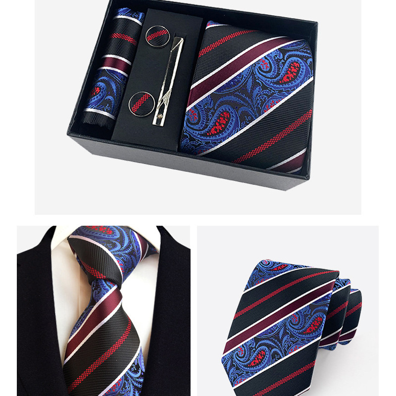 Picture of Factory Wholesale Men's Tie Business Dress Wedding Photo Suit Accessories Tie Cufflinks Square Tie Gift Box