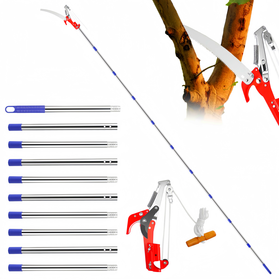 Amazon Hot Cross-border New Splicing Rod High Branch Shear Tree Branch Shear Pruning Shear High Branch Saw Aluminum Alloy Telescopic Rod