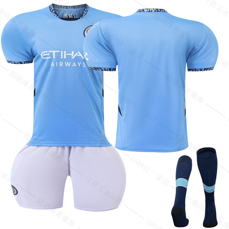 Picture of 2425 Manchester City Home New Football Suit No.9 Harland Jersey 17 De Braunay suit Foreign Trade Supply Factory