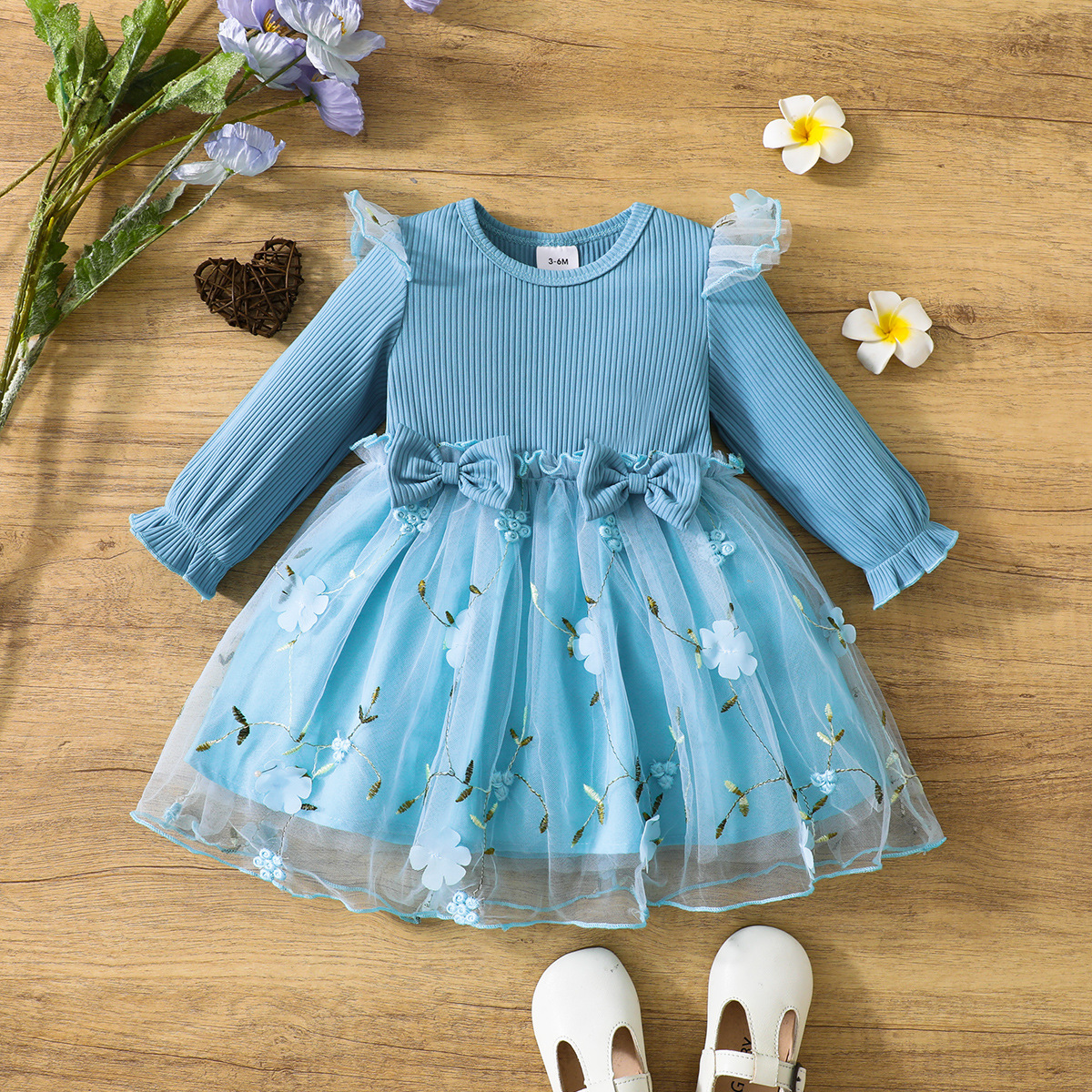 Picture of Children's clothing spring and autumn new European and American children's clothing mesh baby baby girl long sleeve dress children's skirt