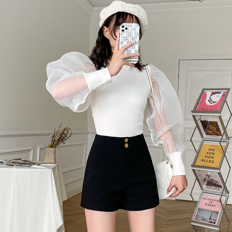 Black Suit Shorts Female Internet Celebrity m New Fashion Summer Versatile High-Waisted Slim A-Line Casual Trousers with Boots
