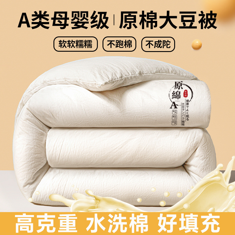 Class A Raw Cotton Soybean Fiber Quilt Spring and Autumn Quilt Student Dormitory Single and Double Quilt Thickened Winter Quilt Activity Gift Quilt