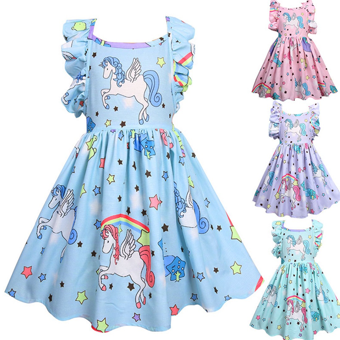 Picture of Cross-border exclusive INS explosions children's clothing Amazon/AliExpress unicorn pink children's dress 36004