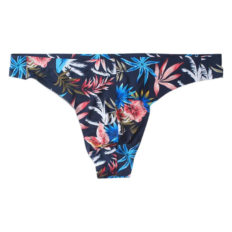 Wholesale supply sexy men's seamless thong ice silk underwear printing low waist youth underpants foreign trade explosions