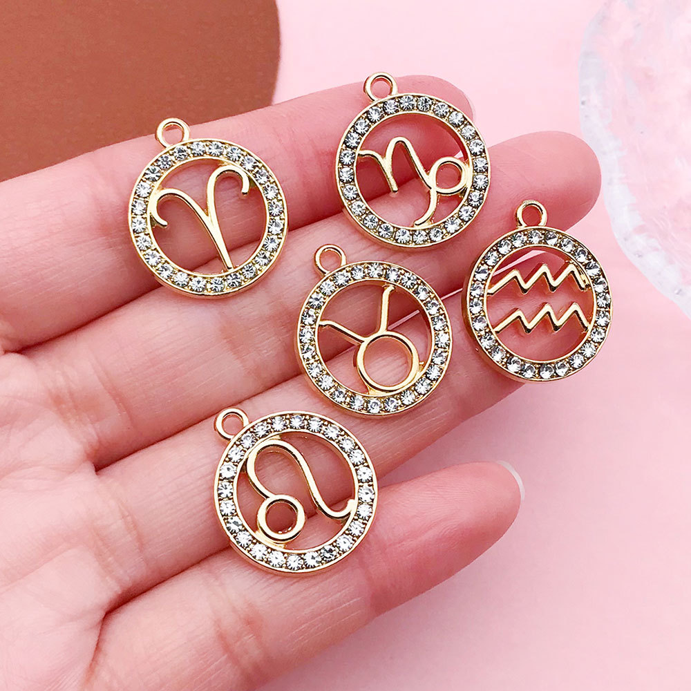 Picture of Twelve Zodiac Signs Cross-Border Zodiac Signs with Diamonds Alloy Accessories DIY Combination Necklace Earrings Pendant Pendant Accessories