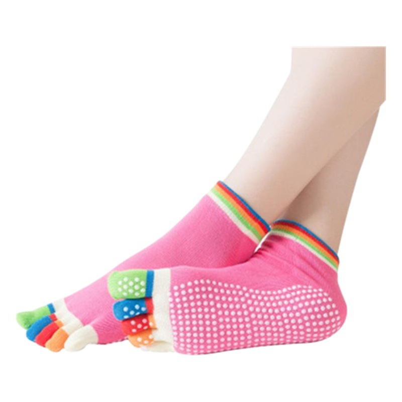 Wholesale winter creative letters yoga socks non-slip cartoon sports five-finger socks women's cotton warm toe socks tide