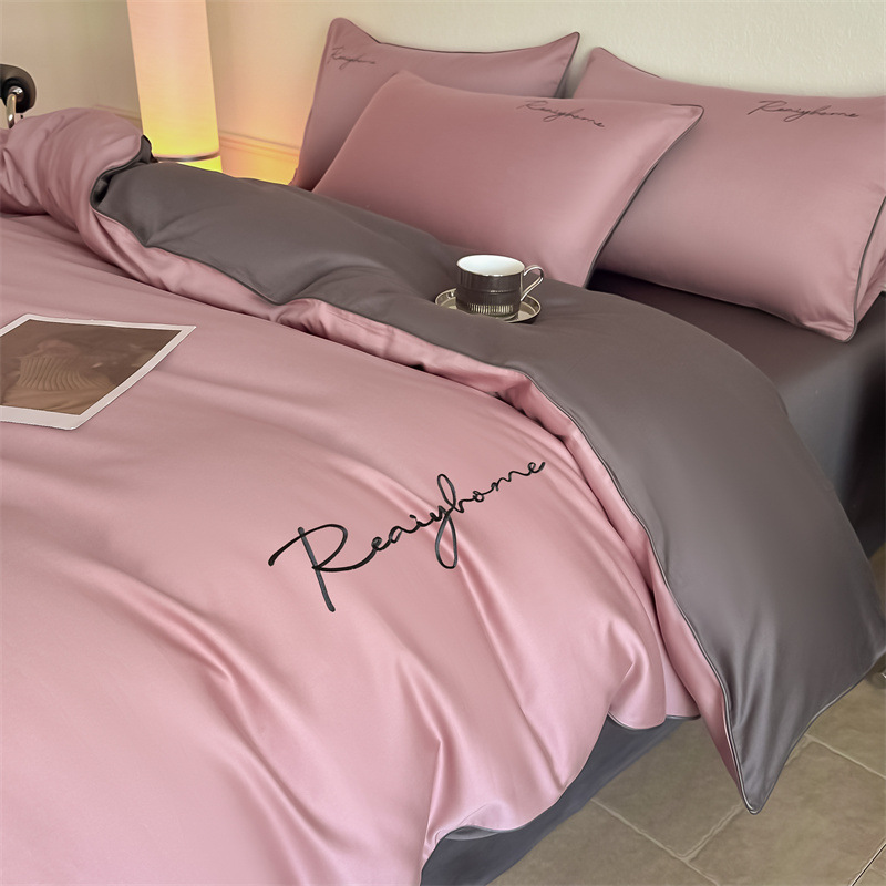 Picture of Advanced Sense 60 Light Luxury Long-staple Cotton Cotton Bed Four-piece Cotton Embroidered Quilt Cover 100 Cotton Bed Sheet Mattress 3