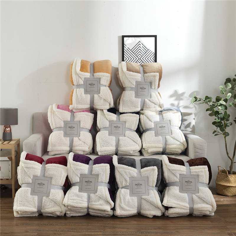 Blanket Blanket Blanket Lamb Blanket Double-layer Soft Blanket Blanket Thickened Solid Color Warm Blanket Cross-border Blanket