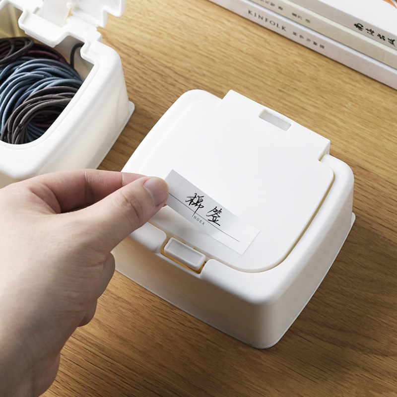 Desktop Cotton Swab Storage Box for Storing Small Sewing Items, Categorized Storage Box with Pop-Up Window, Space-Saving, Dustproof, and with Lid