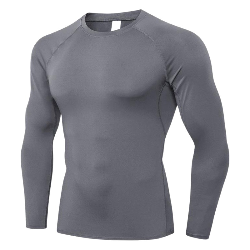 Autumn and Winter Men's Velvet Fitness Long-Sleeved Tight Training Clothes Quick-Drying Clothes Elastic Sports Running T-Shirt 01512