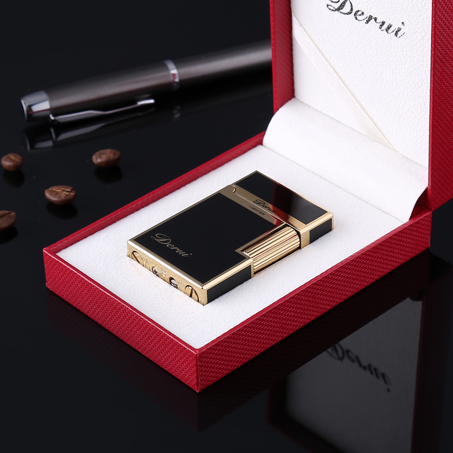 genuine goods Dreylang Lighter Ultra-thin Pure Copper Grinding Wheel Side Sliding Fire Inflatable Lighter Personalized Men's Gift