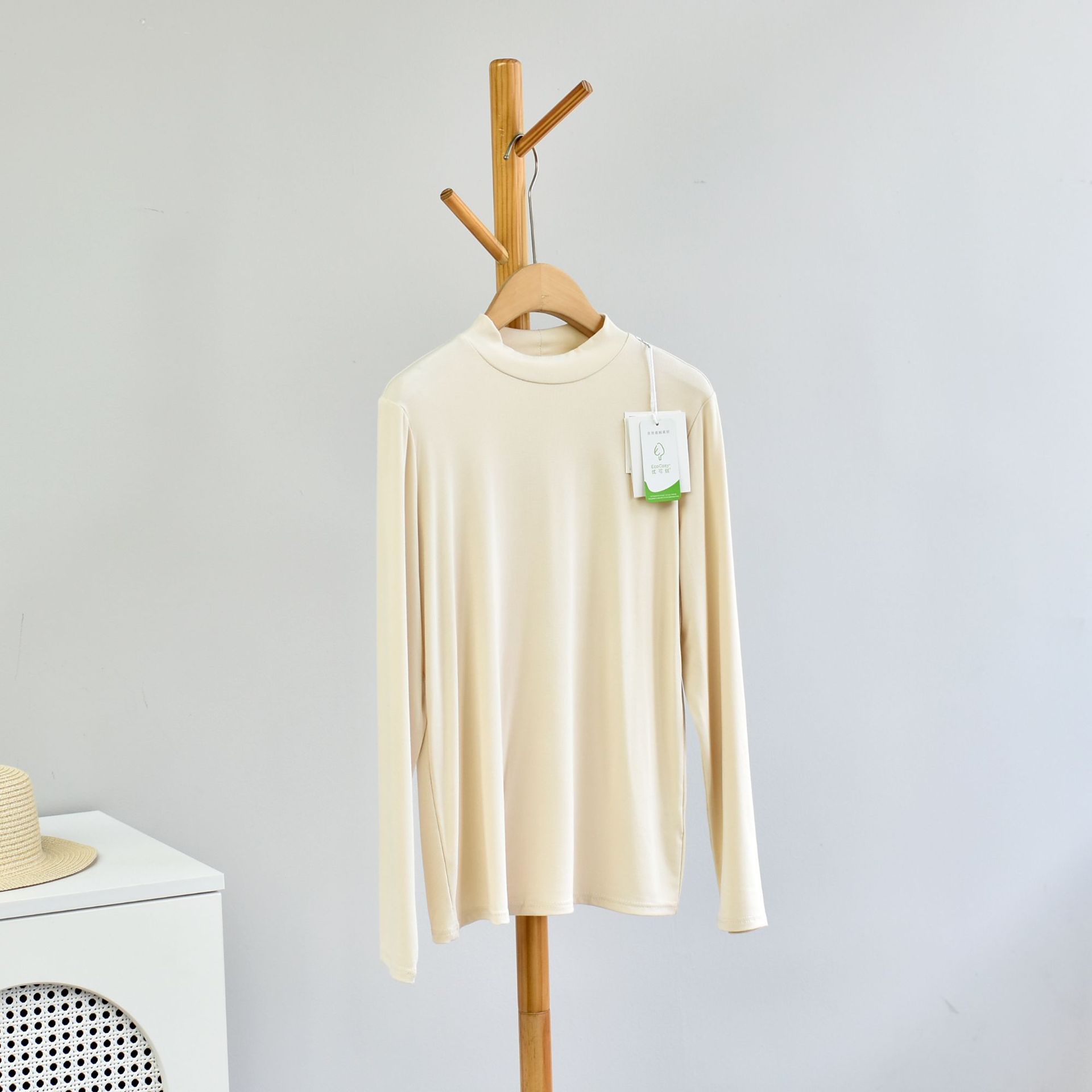 Picture of [Every Shirt with Middle Collar] Autumn Women's Clothing Boutique New Eco Silk Mid-Collar High-Count High-Density Women's Clothing Very Thick Bottoming Shirt