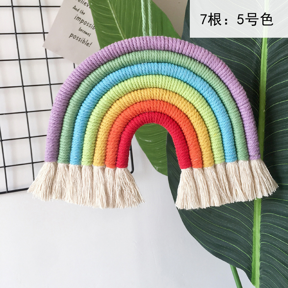 Picture of Rainbow Decoration Ins Unicorn Pendant Home Kidsren's Room Decoration Pendant Hand-Woven Rainbow Pendant Wall Decoration