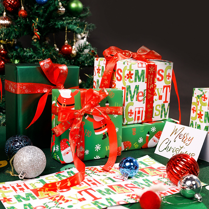 Amazon Christmas Roll Gift Wrapping Paper 43*300C Santa Claus Merry Christmas Gift