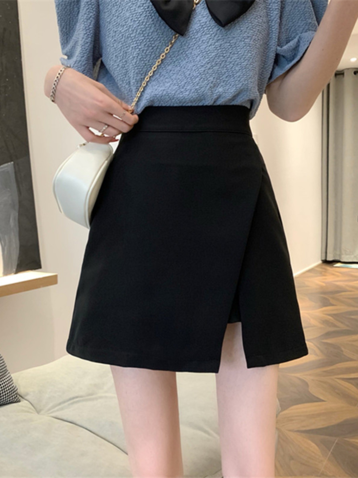 Women's Skirt 2024 Summer New Design Sense Split Skirt High Waist Slimming Small A- line Hip Skirt